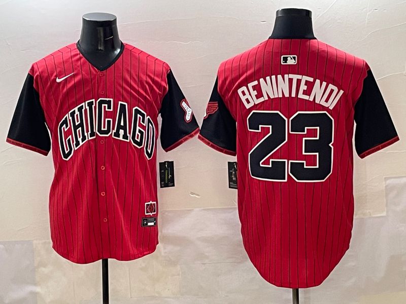 Men Chicago White Sox #23 Benintendi Red Stripe Joint Name 2025 Nike MLB Jersey style 5